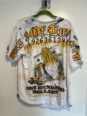 Contender Y2K-inspired Sz:2XL streetwear Sellout graphic praying hands money